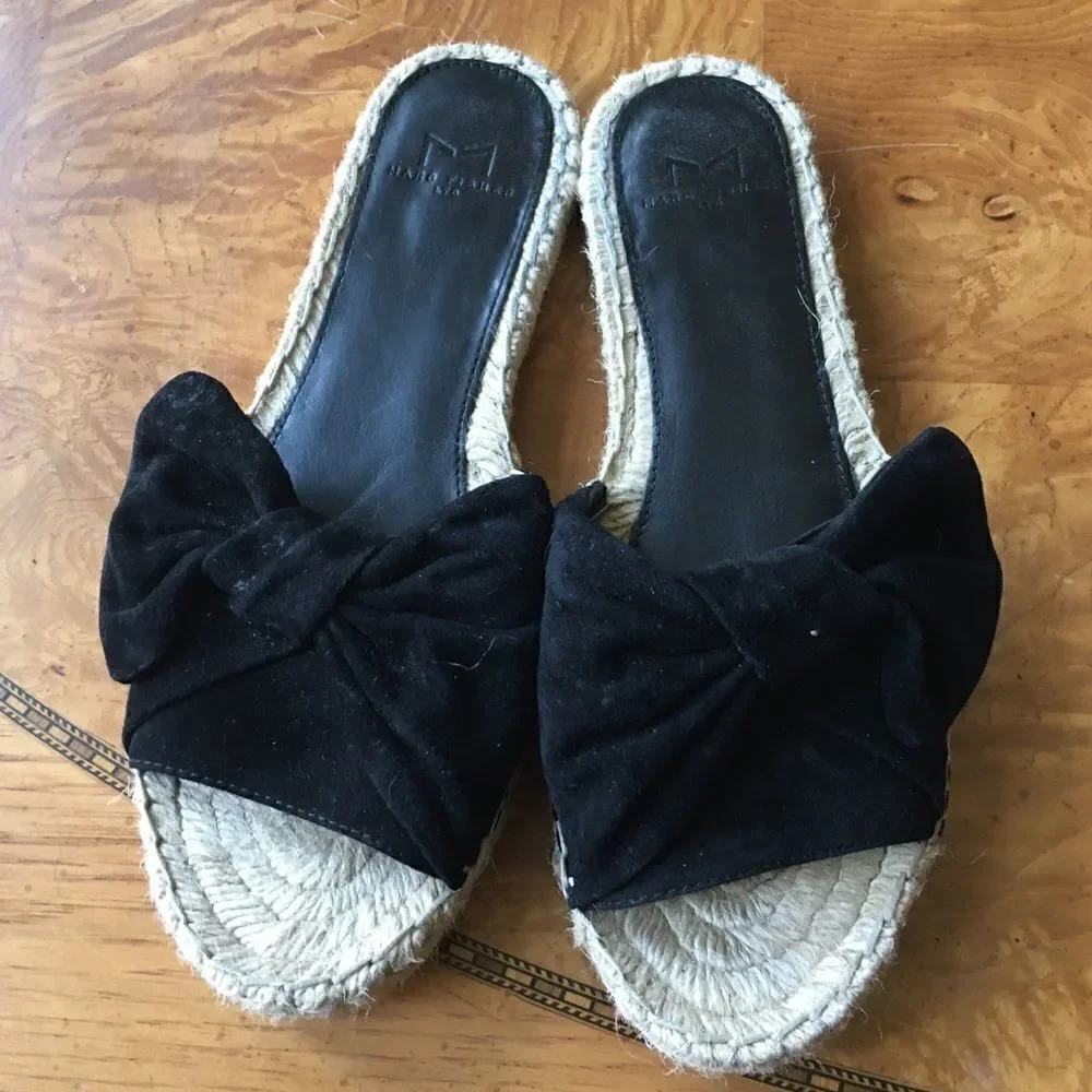 VELVET BOW Top Espadrille Slide Sandals!